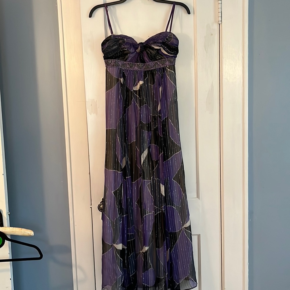 BCBG purple and black printed dress